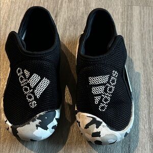 Adidas Kids Black Mesh Sneakers with White Accents